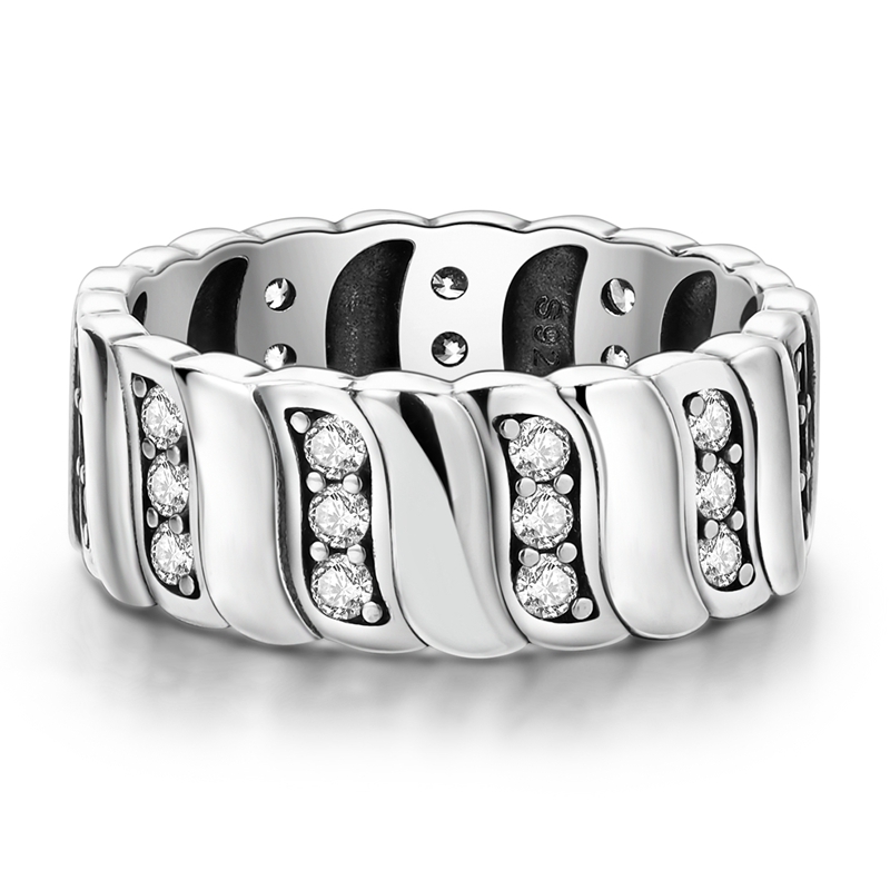 Women's 925 Sterling Silver Classic Rope-Pattern Gemstone Ring